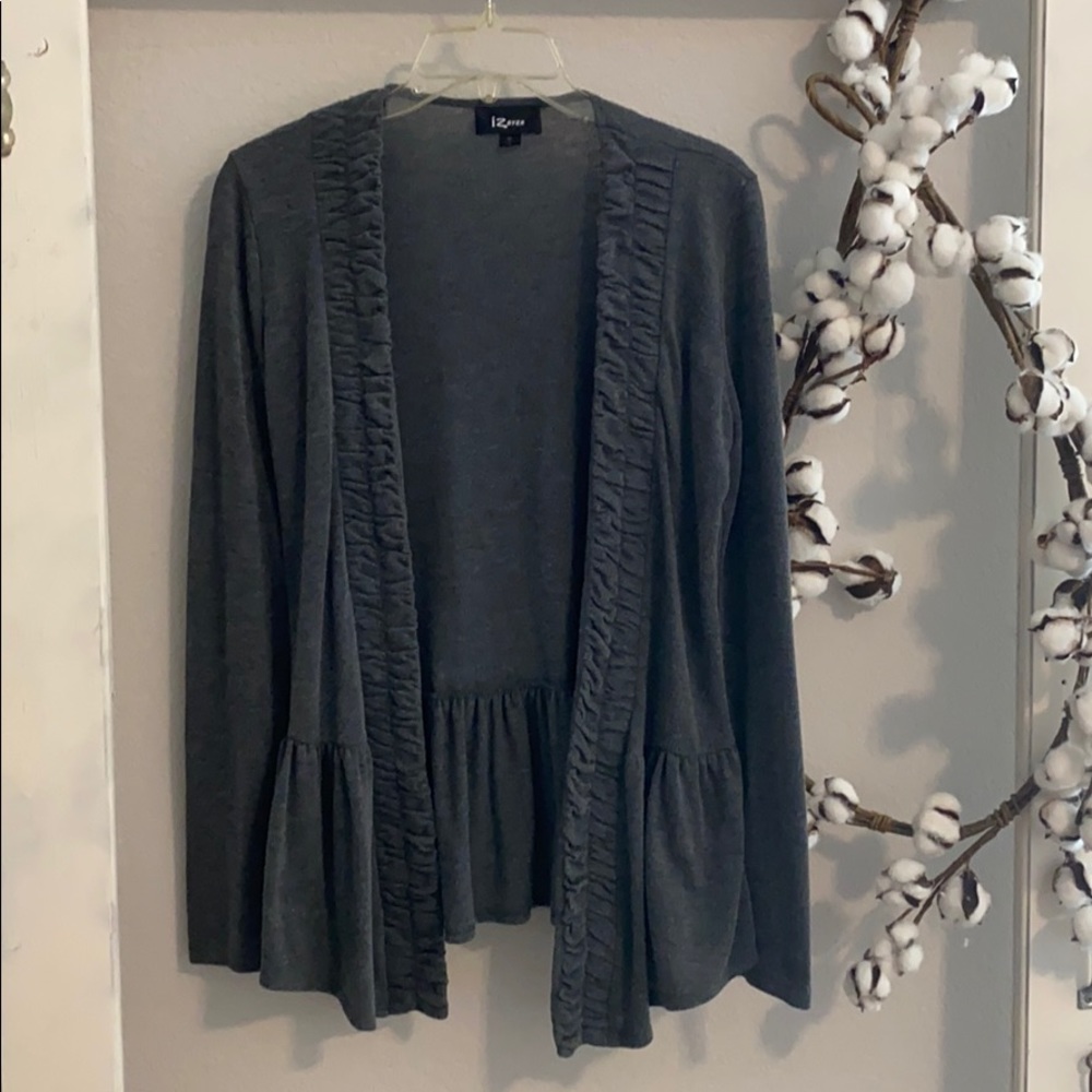 Grey Peplum Style Cardigan